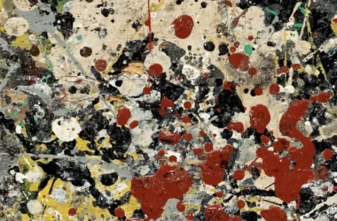 A closeup of Jackson Pollock's studio floor. Image: The Jackson Pollock Studio
