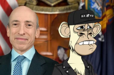 SEC Chair Gary Gensler (left) and a Bored Ape. Image: Decrypt